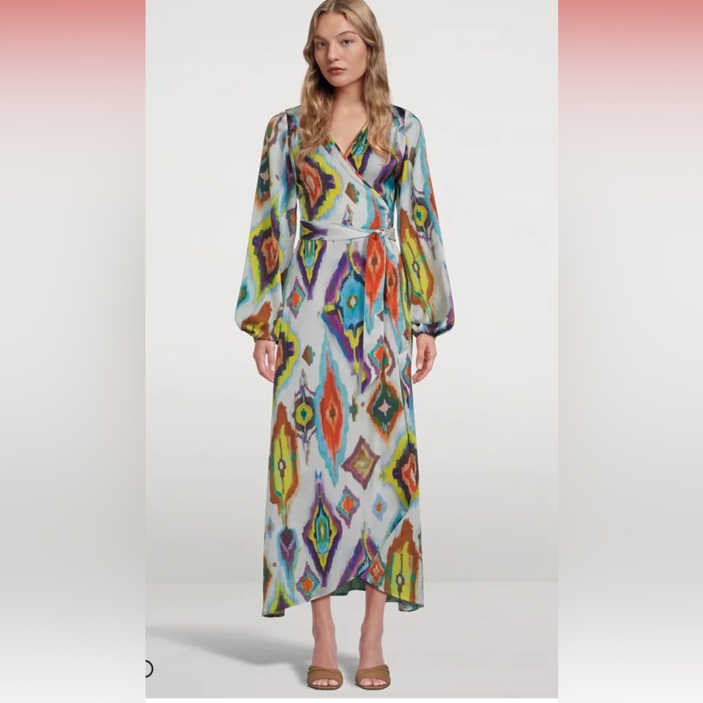 Smythe ikat print wrap dress large